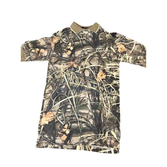 Men's Wrapid Bass Atlanta GA Realtree Camo Hunting Polo Shirt Size M Excellent - Picture 1 of 9